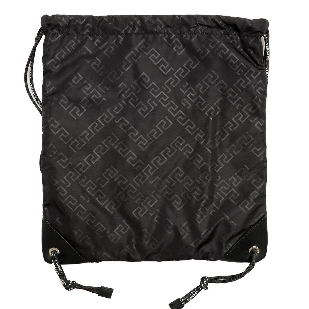 Versace Unisex Black Logo Print Backpack - Picture 2 of 4